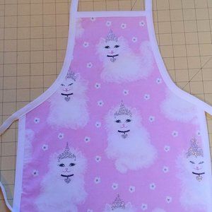 New White Cats sparkly tiaras home sewn kids apron